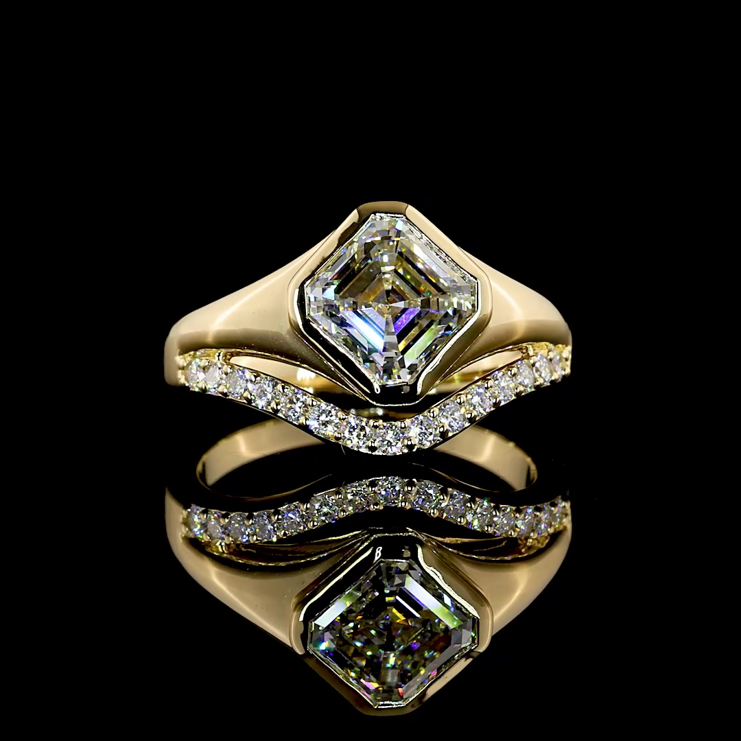 2.51 CTTW Asscher Lab Grown Diamond Solitaire Diamond Shank Ring Sz. 6.5 (F Color and VVS2 Clarity)