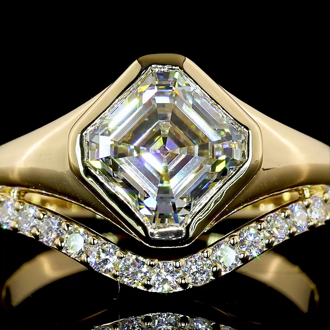 2.51 CTTW Asscher Lab Grown Diamond Solitaire Diamond Shank Ring Sz. 6.5 (F Color and VVS2 Clarity)