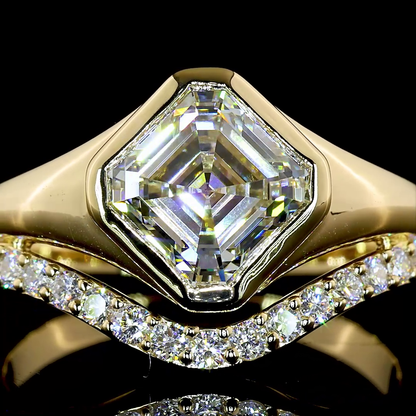 2.51 CTTW Asscher Lab Grown Diamond Solitaire Diamond Shank Ring Sz. 6.5 (F Color and VVS2 Clarity)