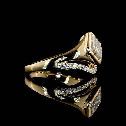 2.51 CTTW Asscher Lab Grown Diamond Solitaire Diamond Shank Ring Sz. 6.5 (F Color and VVS2 Clarity)