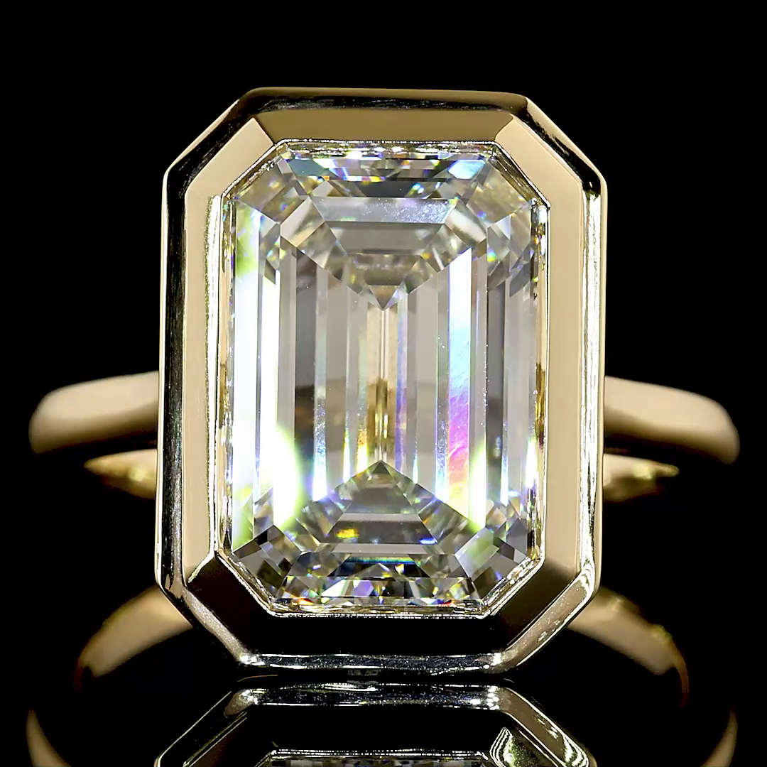 6.09 CT Emerald Lab Grown Diamond Solitaire Ring Sz. 6.5 (D Color and VVS2 Clarity)