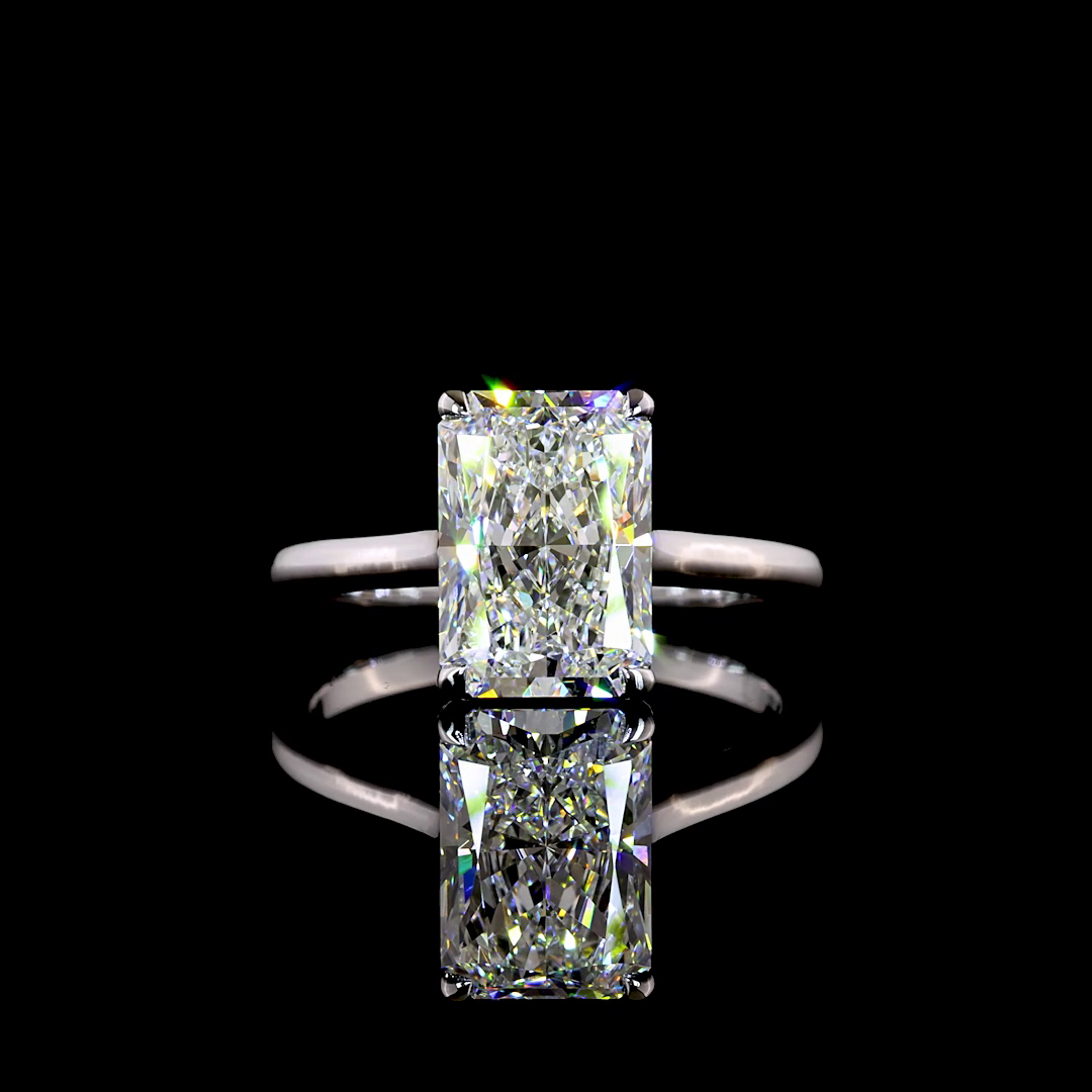 3.15 CT Radiant Lab Grown Diamond Solitaire Ring Sz. 6.5 (D Color and VVS2 Clarity)