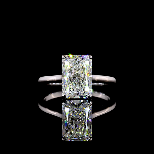 3.15 CT Radiant Lab Grown Diamond Solitaire Ring Sz. 6.5 (D Color and VVS2 Clarity)