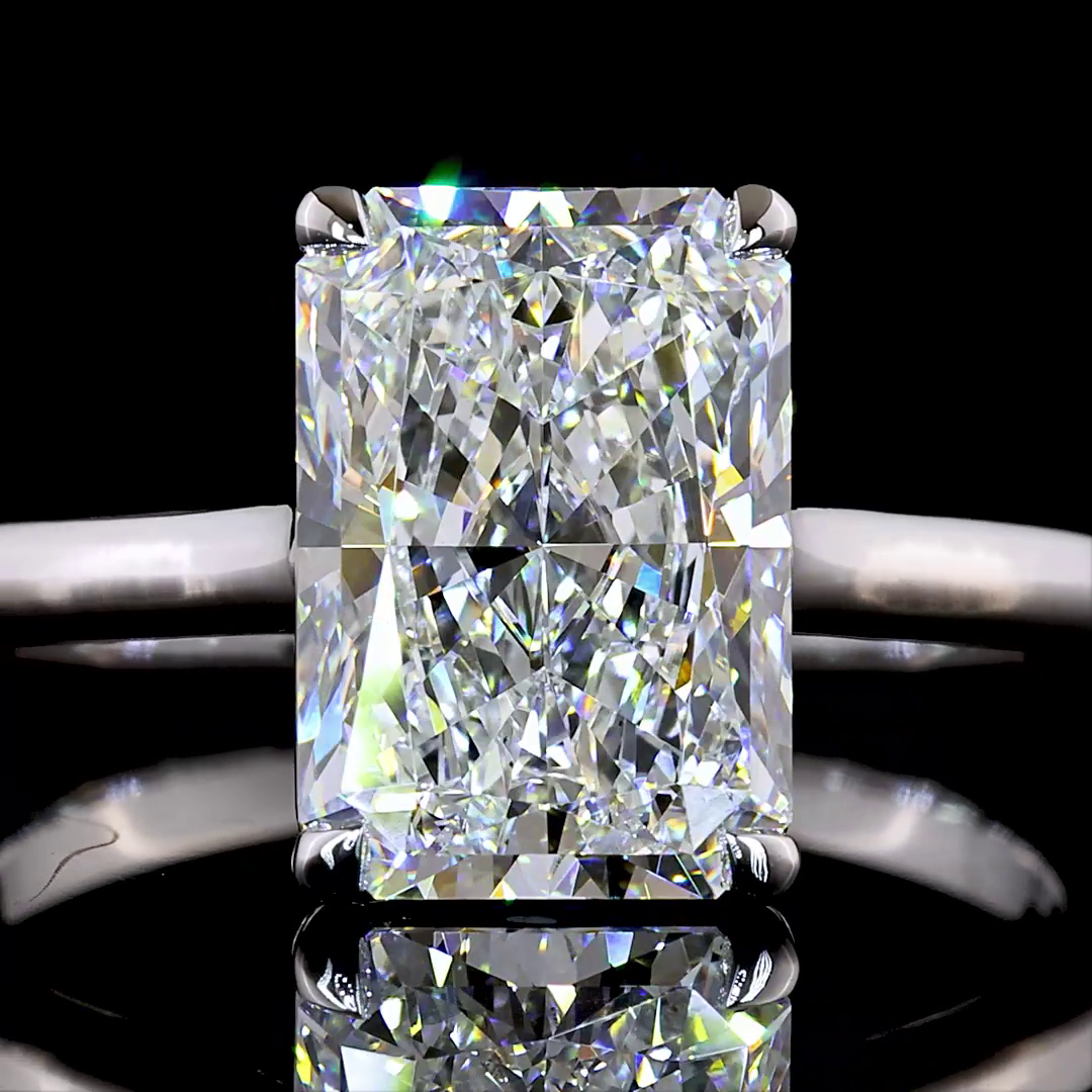 3.15 CT Radiant Lab Grown Diamond Solitaire Ring Sz. 6.5 (D Color and VVS2 Clarity)
