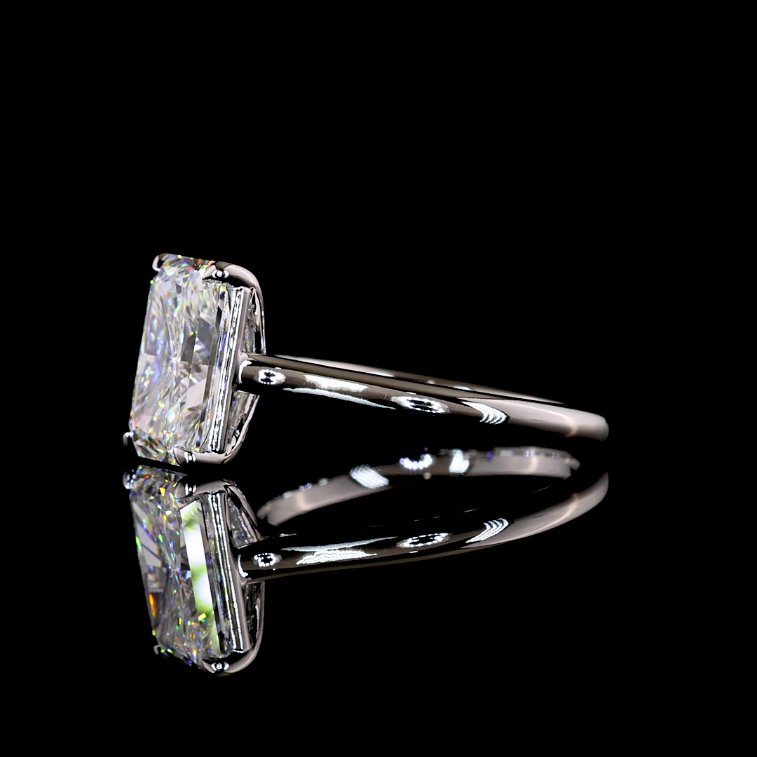3.15 CT Radiant Lab Grown Diamond Solitaire Ring Sz. 6.5 (D Color and VVS2 Clarity)