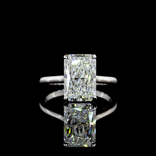 3.66 CT Radiant Lab Grown Diamond Solitaire Ring Sz. 6.5 (F Color and VVS1 Clarity)