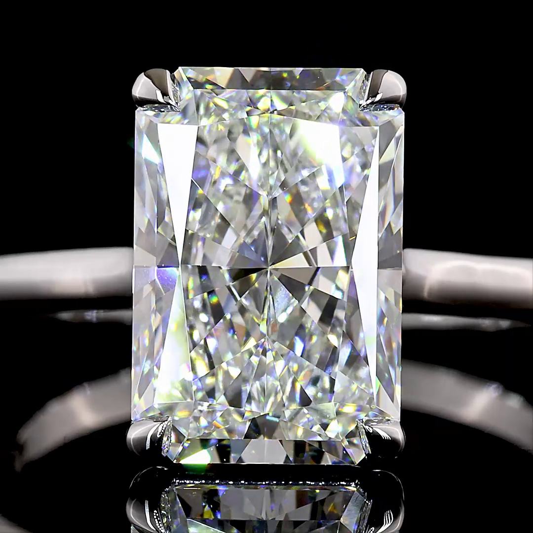 3.66 CT Radiant Lab Grown Diamond Solitaire Ring Sz. 6.5 (F Color and VVS1 Clarity)
