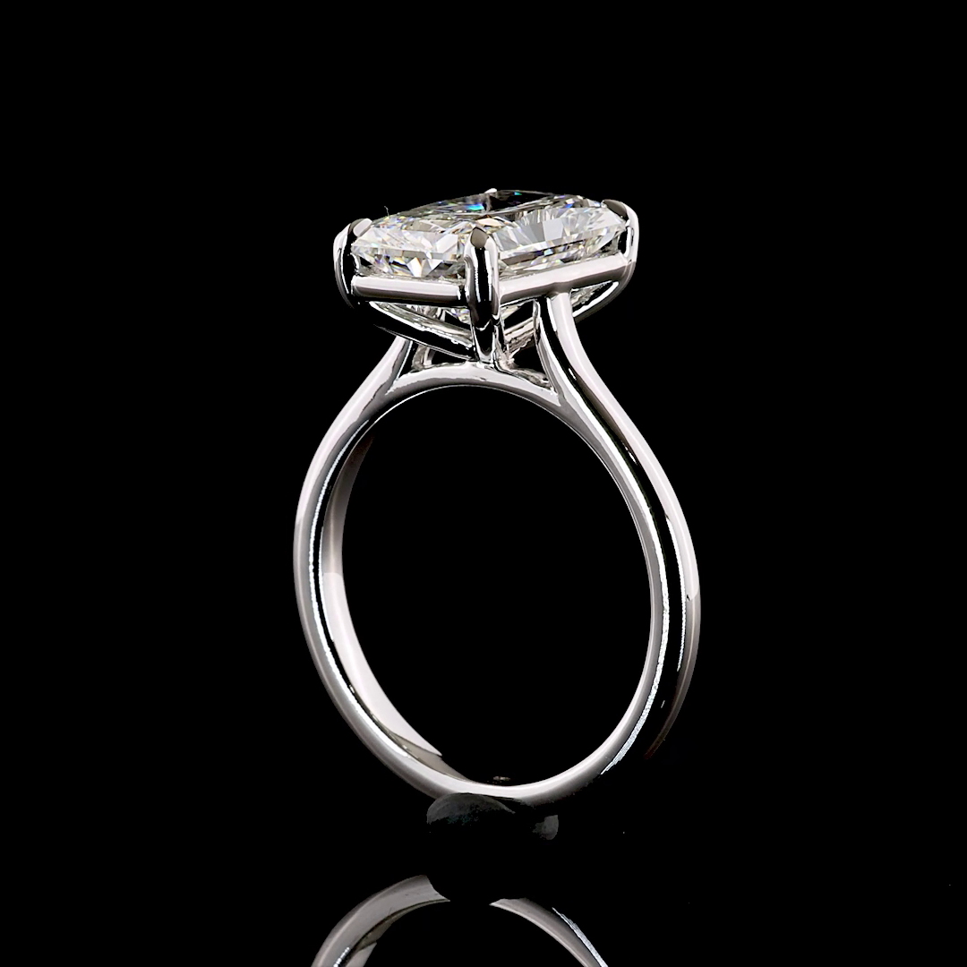 3.66 CT Radiant Lab Grown Diamond Solitaire Ring Sz. 6.5 (F Color and VVS1 Clarity)