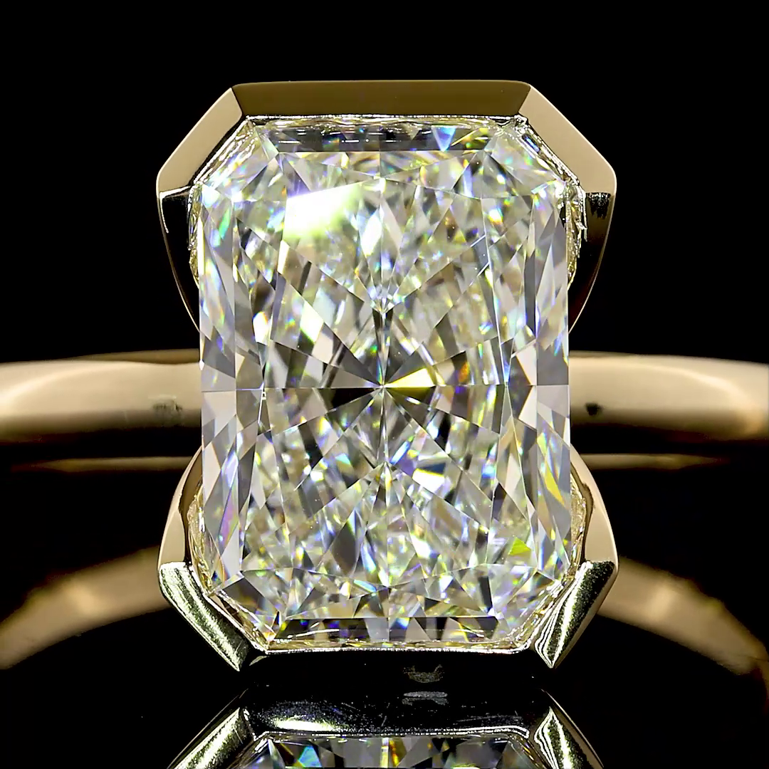 3.25 CT Radiant Lab Grown Diamond Solitaire Ring Sz. 6.5 (F Color and VVS2 Clarity)