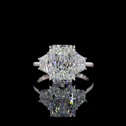 5.25 CTTW Radiant Lab Grown Diamond 3 Stones Ring Sz. 6.5 (E Color and VVS2 Clarity)