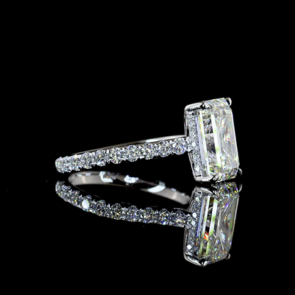 4.37 CTTW Emerald Lab Grown Diamond Hidden Halo Ring Sz. 6.5 (F Color and VVS2 Clarity)