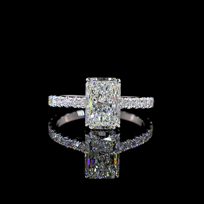 2.92 CTTW Radiant Lab Grown Diamond Hidden Halo Ring Sz. 6.5 (F Color and VVS2 Clarity)
