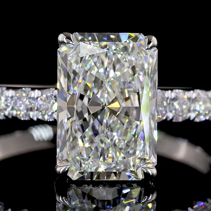 2.92 CTTW Radiant Lab Grown Diamond Hidden Halo Ring Sz. 6.5 (F Color and VVS2 Clarity)