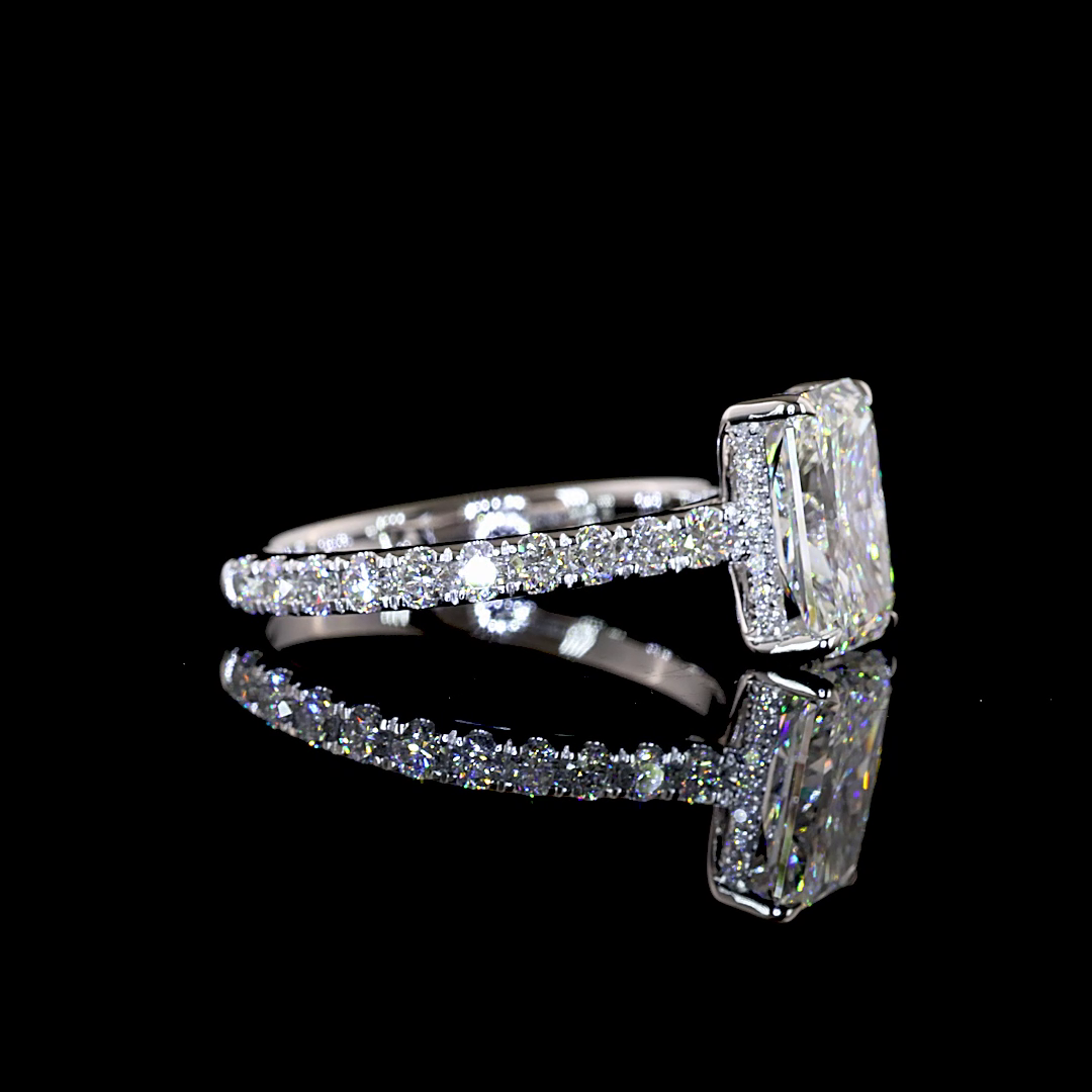 2.92 CTTW Radiant Lab Grown Diamond Hidden Halo Ring Sz. 6.5 (F Color and VVS2 Clarity)