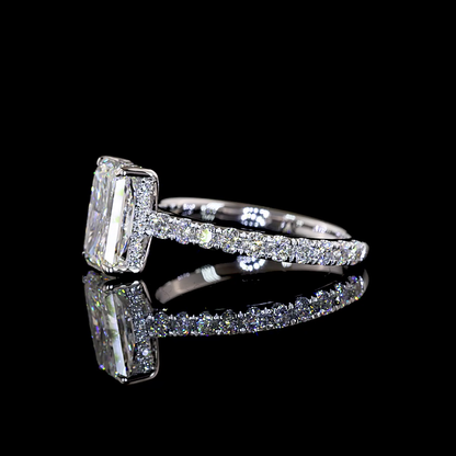 2.92 CTTW Radiant Lab Grown Diamond Hidden Halo Ring Sz. 6.5 (F Color and VVS2 Clarity)
