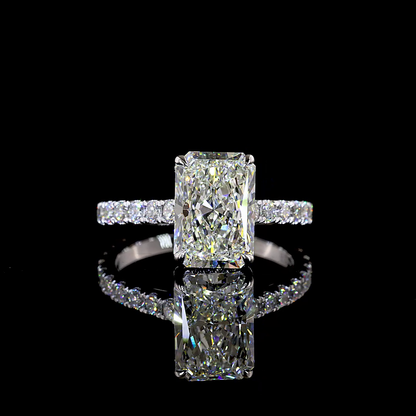 3.91 CTTW Radiant Lab Grown Diamond Hidden Halo Ring Sz. 6.5 (E Color and VVS2 Clarity)