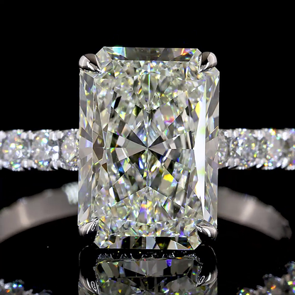 3.91 CTTW Radiant Lab Grown Diamond Hidden Halo Ring Sz. 6.5 (E Color and VVS2 Clarity)