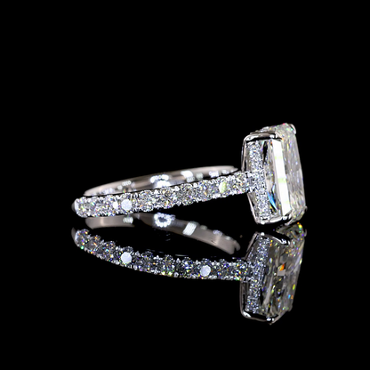 3.91 CTTW Radiant Lab Grown Diamond Hidden Halo Ring Sz. 6.5 (E Color and VVS2 Clarity)