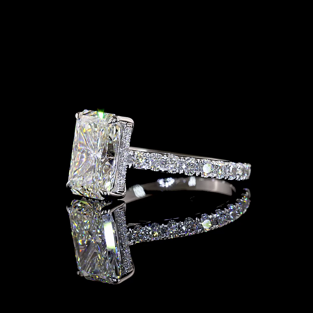 3.91 CTTW Radiant Lab Grown Diamond Hidden Halo Ring Sz. 6.5 (E Color and VVS2 Clarity)