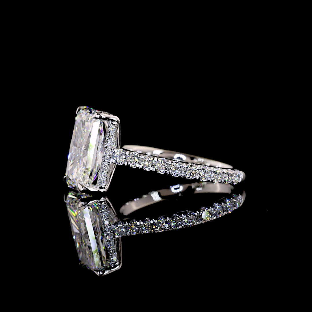 4.32 CTTW Radiant Lab Grown Diamond Hidden Halo Ring Sz. 6.5 (F Color and VVS2 Clarity)