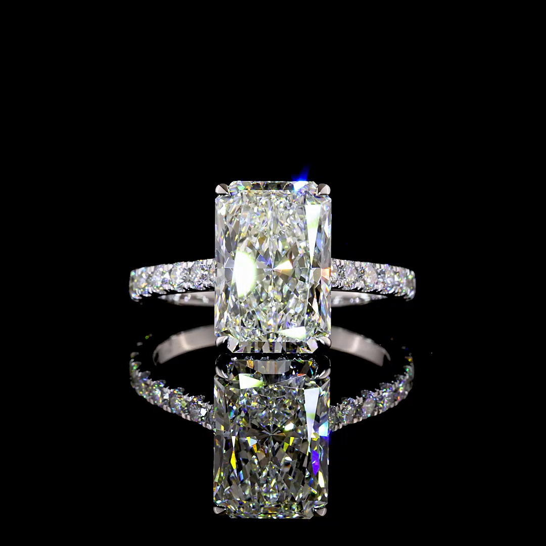 4.81 CTTW Radiant Lab Grown Diamond Hidden Halo Ring Sz. 6.5 (F Color and VS1 Clarity)