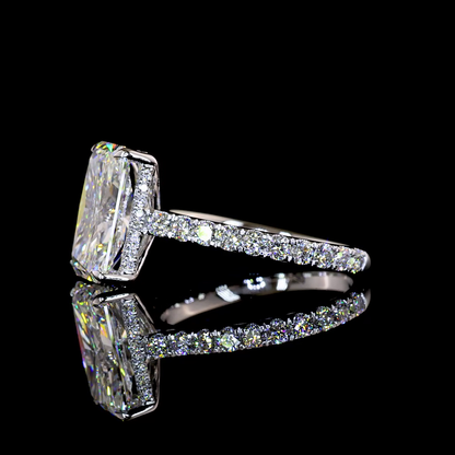 4.81 CTTW Radiant Lab Grown Diamond Hidden Halo Ring Sz. 6.5 (F Color and VS1 Clarity)
