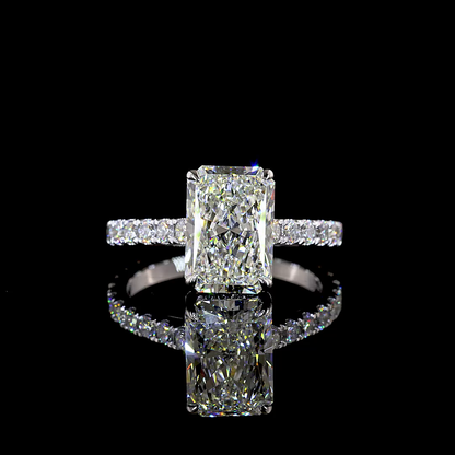 5.30 CTTW Radiant Lab Grown Diamond Hidden Halo Ring Sz. 6.5 (F Color and VVS2 Clarity)