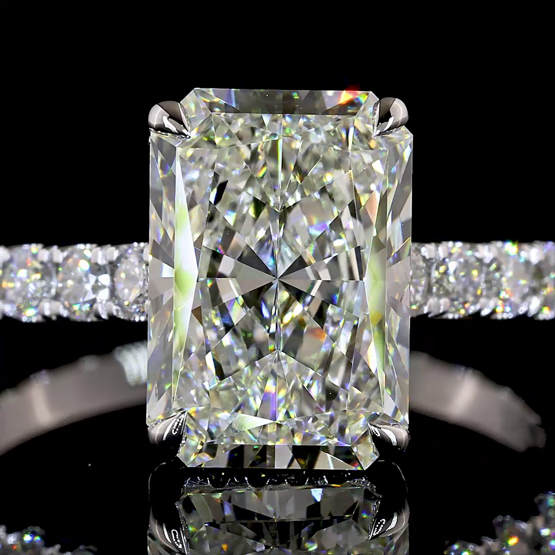 5.30 CTTW Radiant Lab Grown Diamond Hidden Halo Ring Sz. 6.5 (F Color and VVS2 Clarity)