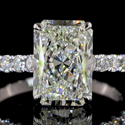 5.30 CTTW Radiant Lab Grown Diamond Hidden Halo Ring Sz. 6.5 (F Color and VVS2 Clarity)