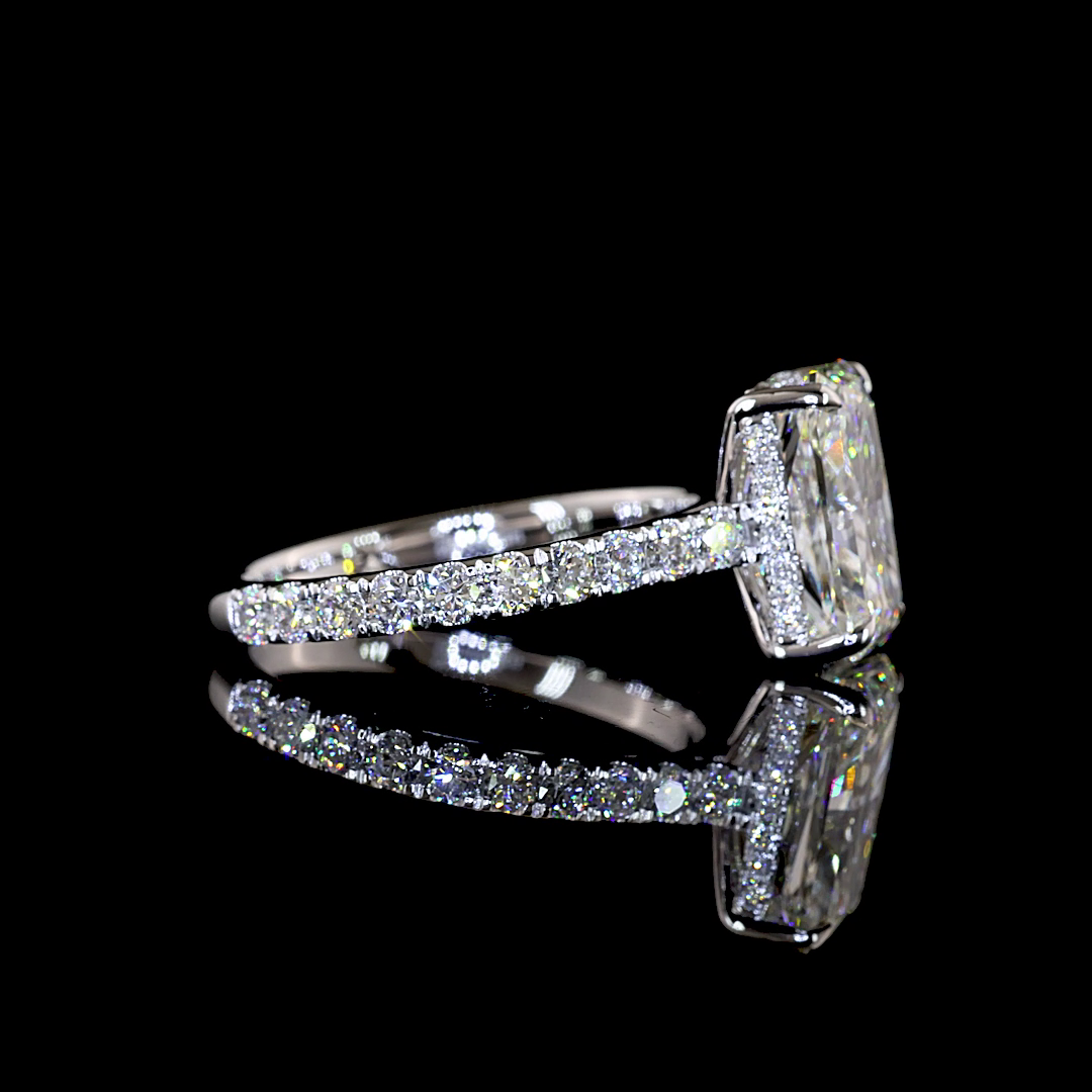 5.30 CTTW Radiant Lab Grown Diamond Hidden Halo Ring Sz. 6.5 (F Color and VVS2 Clarity)