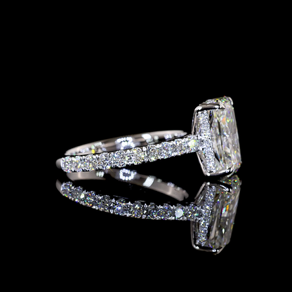 5.30 CTTW Radiant Lab Grown Diamond Hidden Halo Ring Sz. 6.5 (F Color and VVS2 Clarity)
