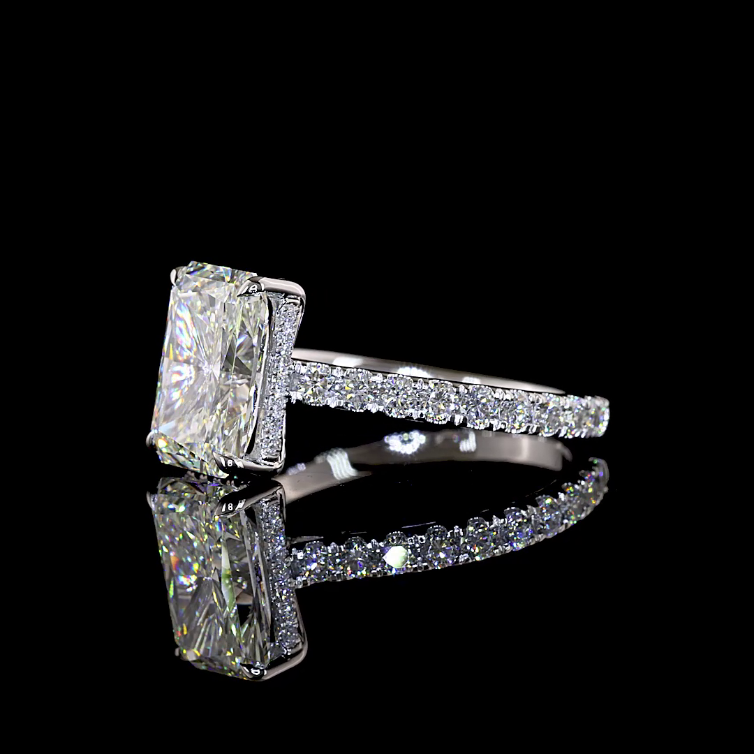 5.30 CTTW Radiant Lab Grown Diamond Hidden Halo Ring Sz. 6.5 (F Color and VVS2 Clarity)