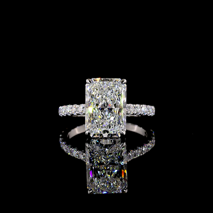 5.32 CTTW Radiant Lab Grown Diamond Hidden Halo Ring Sz. 6.5 (F Color and VVS2 Clarity)