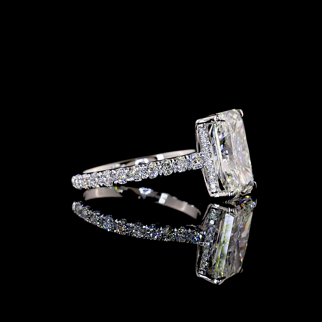 5.32 CTTW Radiant Lab Grown Diamond Hidden Halo Ring Sz. 6.5 (F Color and VVS2 Clarity)
