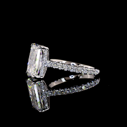 5.32 CTTW Radiant Lab Grown Diamond Hidden Halo Ring Sz. 6.5 (F Color and VVS2 Clarity)