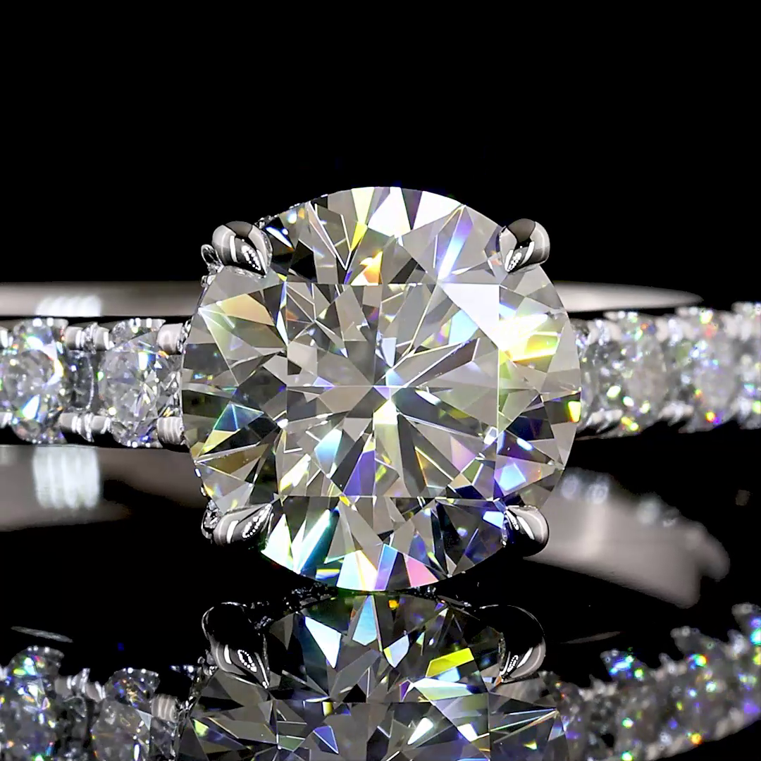 1.83 CTTW Round Lab Grown Diamond Hidden Halo Ring Sz. 6.5 (F Color and VVS1 Clarity)