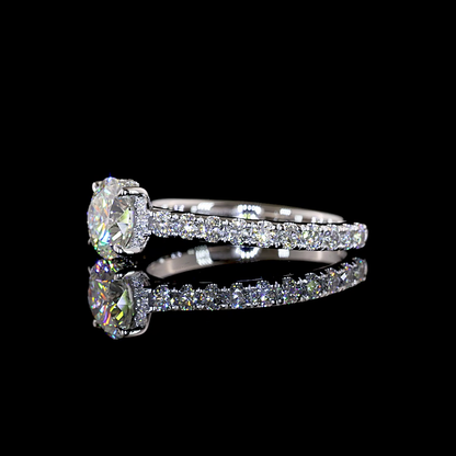 1.83 CTTW Round Lab Grown Diamond Hidden Halo Ring Sz. 6.5 (F Color and VVS1 Clarity)
