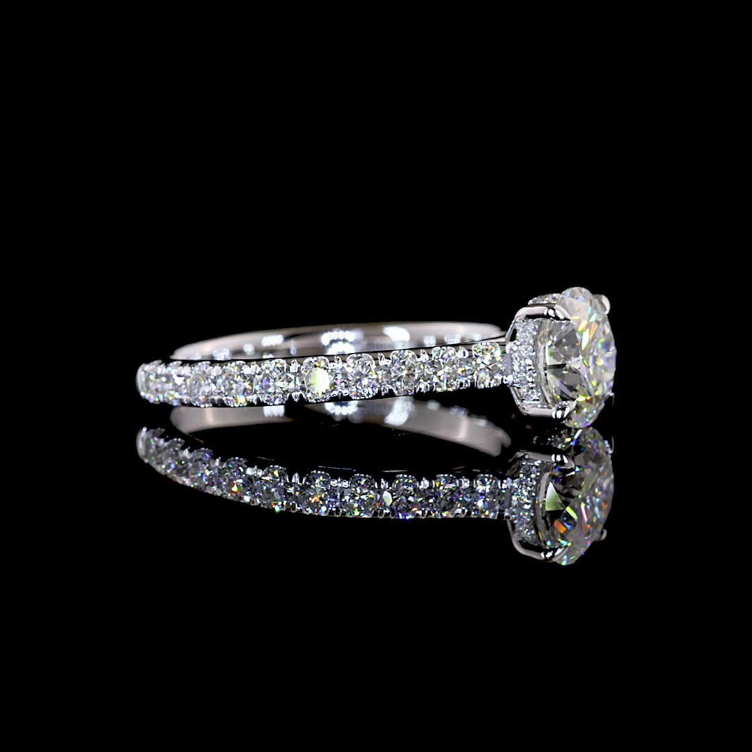 1.90 CTTW Round Lab Grown Diamond Hidden Halo Ring Sz. 6.5 (F Color and VS1 Clarity)