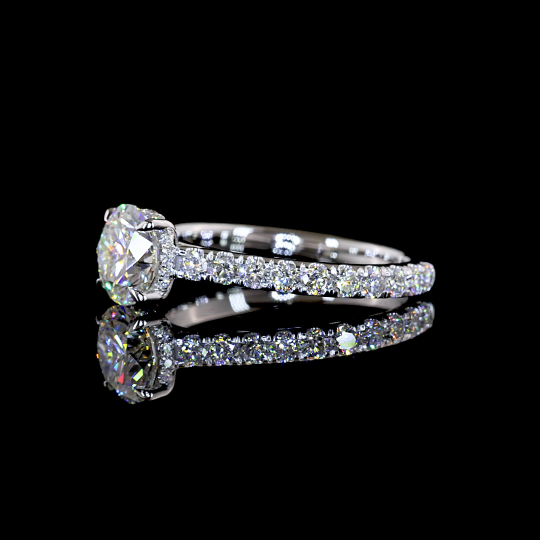 1.90 CTTW Round Lab Grown Diamond Hidden Halo Ring Sz. 6.5 (F Color and VS1 Clarity)