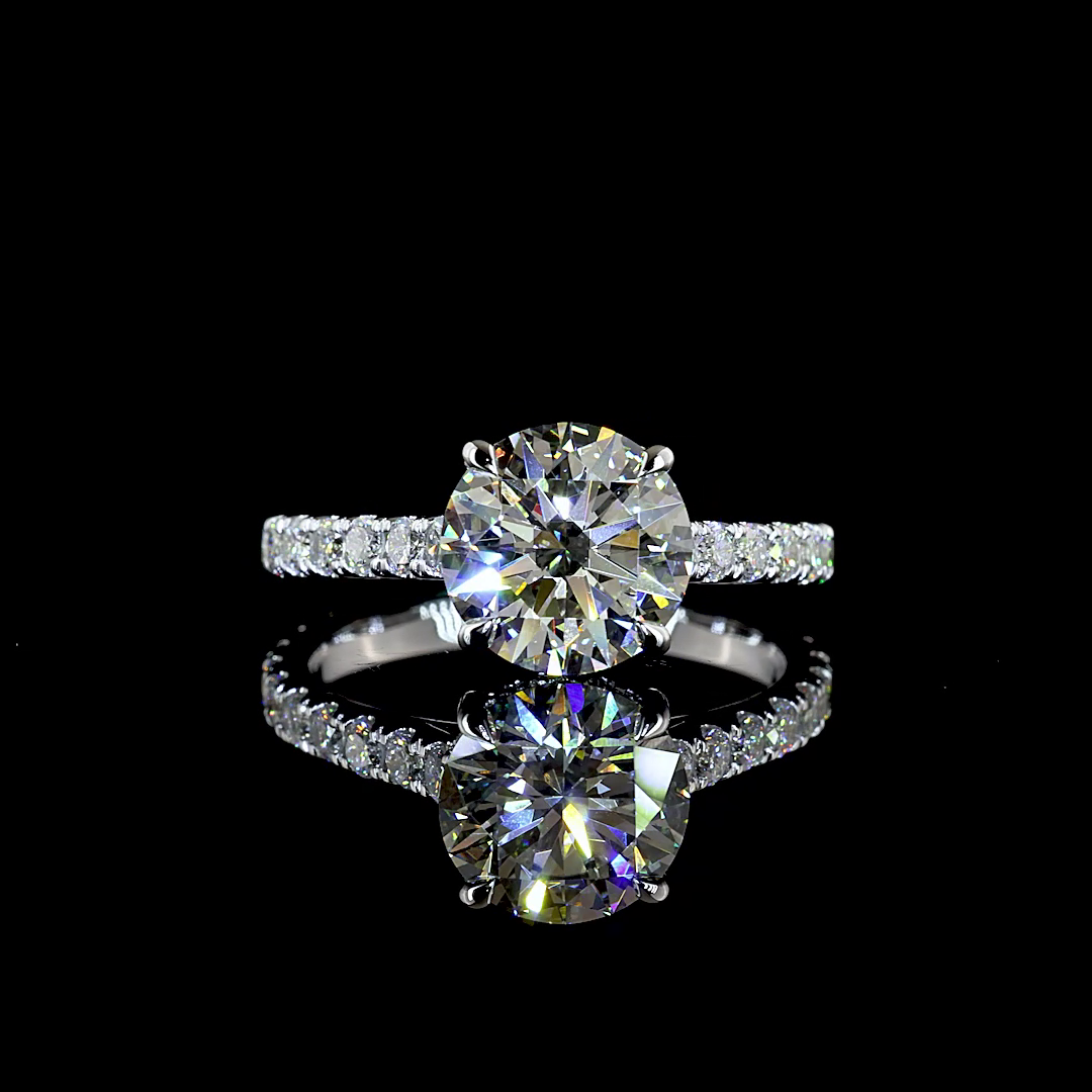 3.04 CTTW Round Lab Grown Diamond Hidden Halo Ring Sz. 6.5 (F Color and VS1 Clarity)
