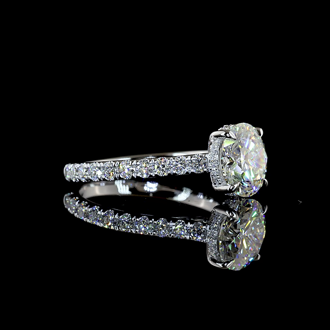3.04 CTTW Round Lab Grown Diamond Hidden Halo Ring Sz. 6.5 (F Color and VS1 Clarity)