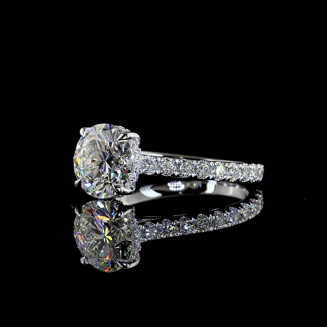 3.04 CTTW Round Lab Grown Diamond Hidden Halo Ring Sz. 6.5 (F Color and VS1 Clarity)