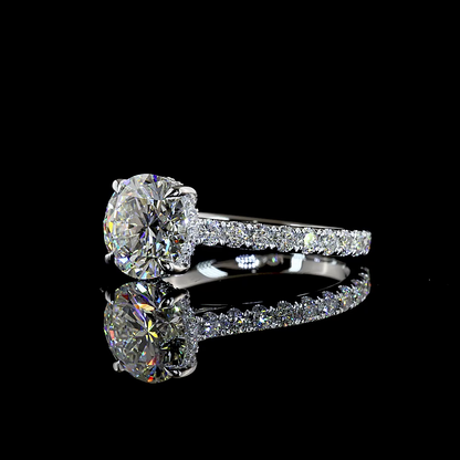 3.04 CTTW Round Lab Grown Diamond Hidden Halo Ring Sz. 6.5 (F Color and VS1 Clarity)
