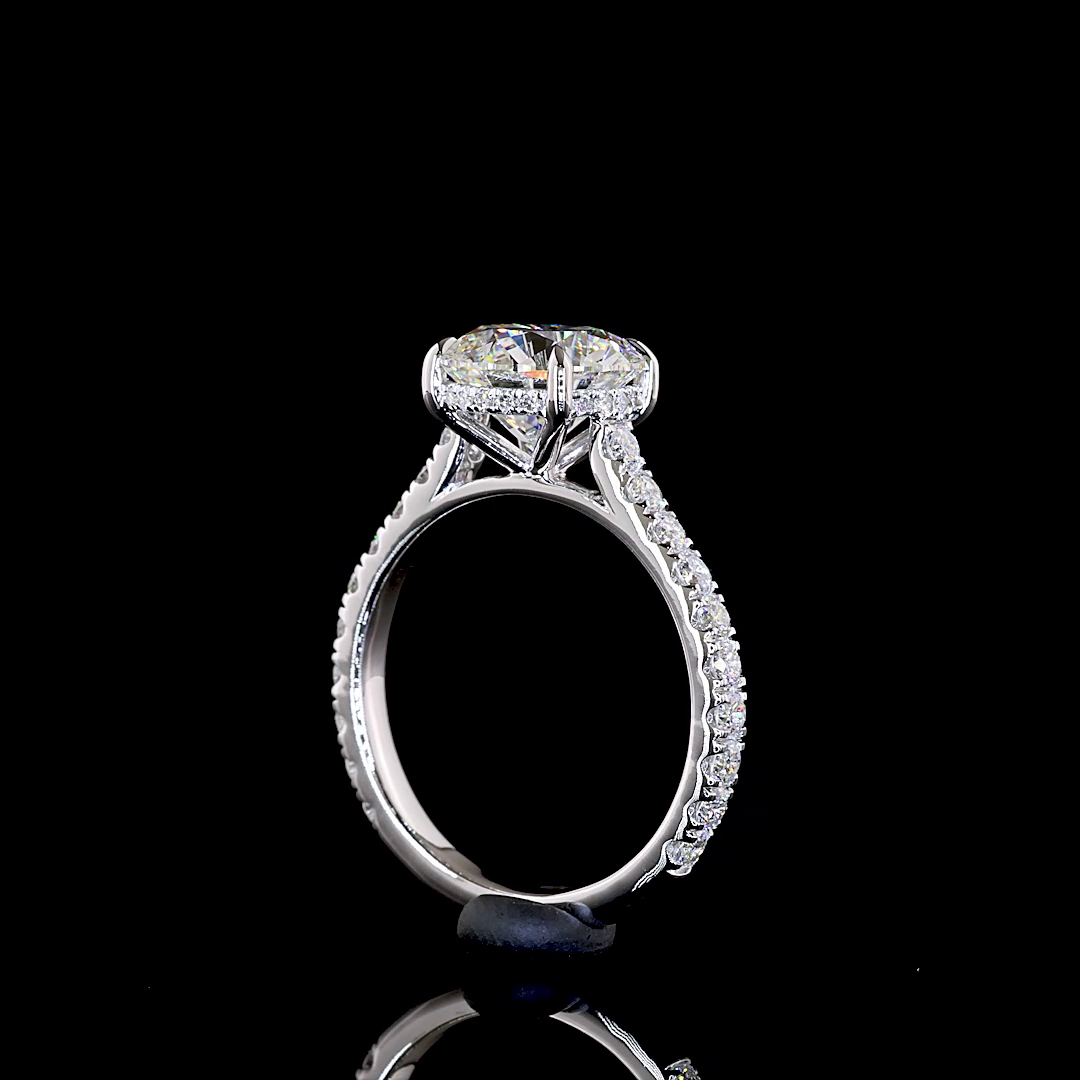 3.43 CTTW Round Lab Grown Diamond Solitaire Diamond Shank Ring Sz. 6.5 (F Color and VVS2 Clarity)