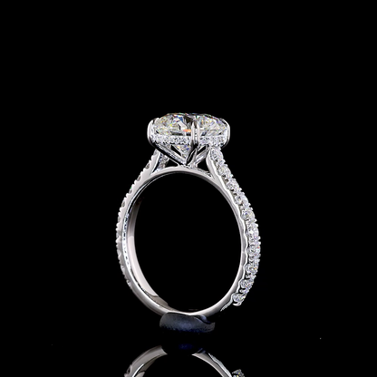 3.43 CTTW Round Lab Grown Diamond Solitaire Diamond Shank Ring Sz. 6.5 (F Color and VVS2 Clarity)