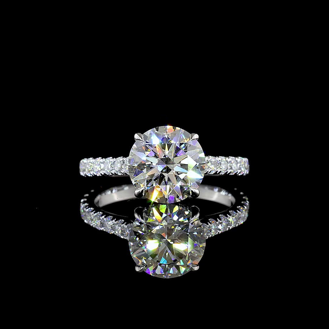 4.43 CTTW Round Lab Grown Diamond Solitaire Diamond Shank Ring Sz. 6.5 (E Color and VVS2 Clarity)
