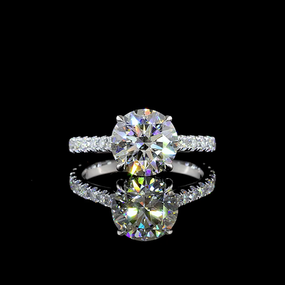 4.43 CTTW Round Lab Grown Diamond Solitaire Diamond Shank Ring Sz. 6.5 (E Color and VVS2 Clarity)