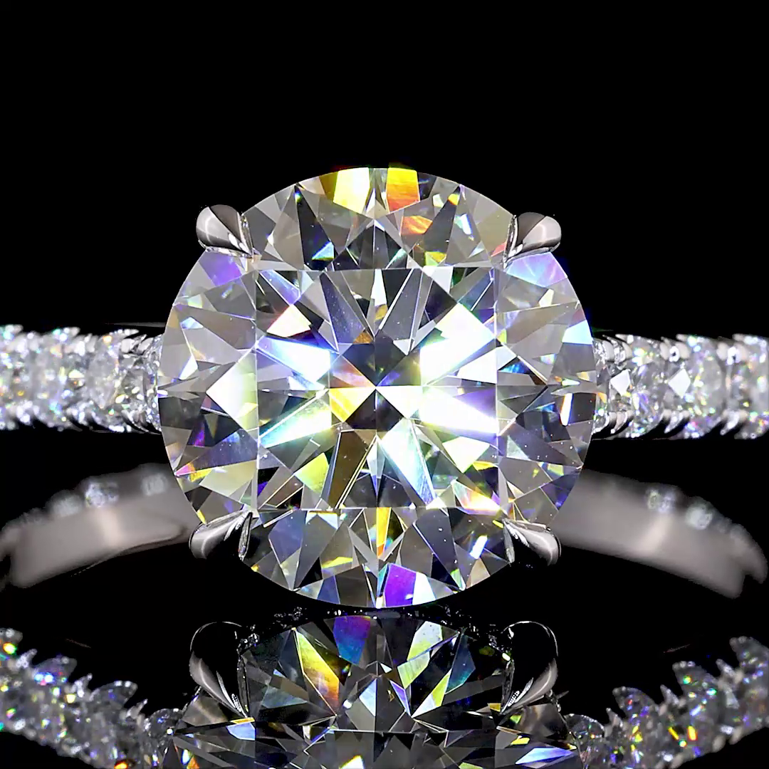4.43 CTTW Round Lab Grown Diamond Solitaire Diamond Shank Ring Sz. 6.5 (E Color and VVS2 Clarity)