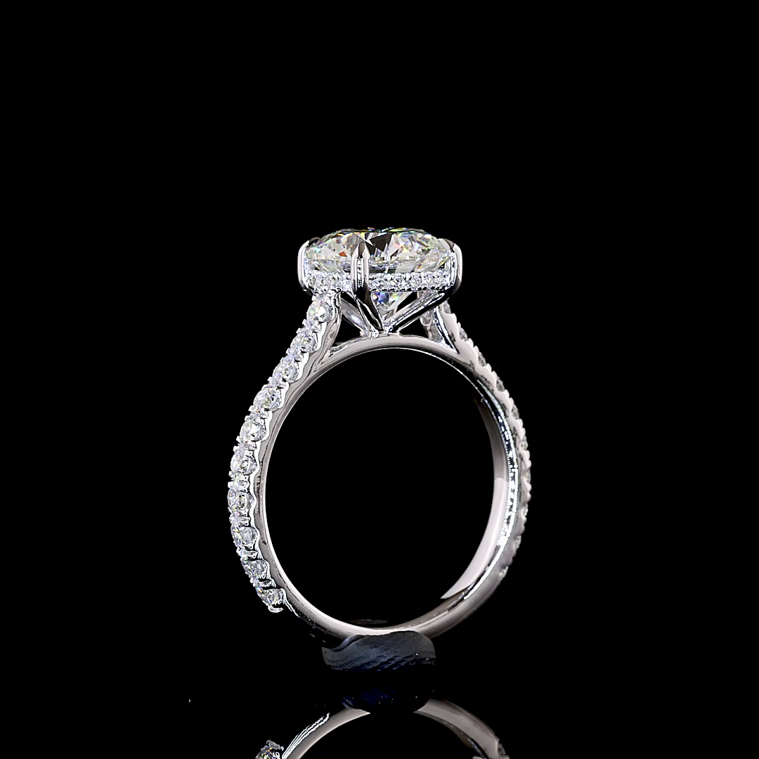 4.43 CTTW Round Lab Grown Diamond Solitaire Diamond Shank Ring Sz. 6.5 (E Color and VVS2 Clarity)