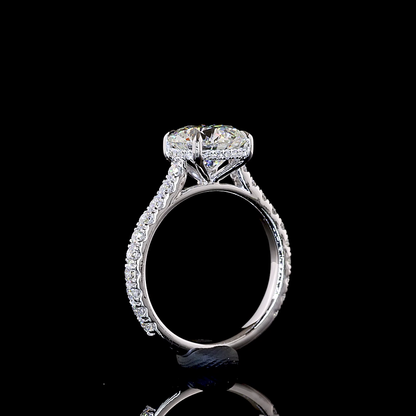 4.43 CTTW Round Lab Grown Diamond Solitaire Diamond Shank Ring Sz. 6.5 (E Color and VVS2 Clarity)